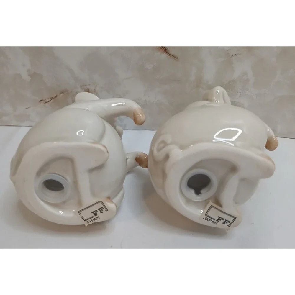 Vintage Fitz & Floyd Japan White Pigs Salt & Pepper Shaker Set